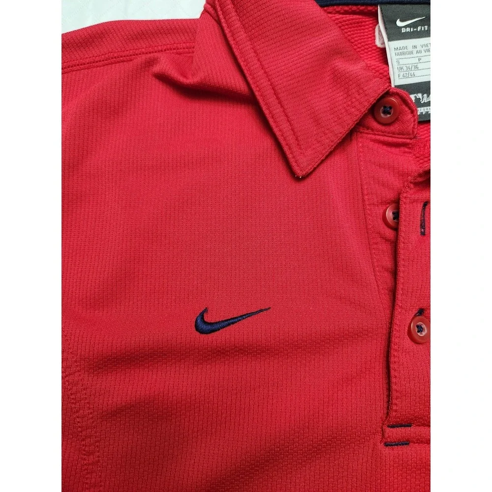 Boston Red Sox Shirt Mens Small Red Nike Dri Fit MLB Baseball Performance Collar